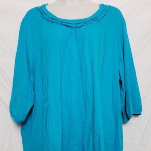 Turquoise Blue Cotton Top (5X - 34/36W)